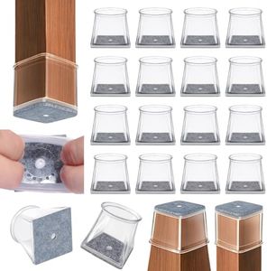 24 Pack Chair Leg Floor Protectors Square, Silicone Chair Leg Caps with Felt Pads, Furniture Pads for Hardwood Floors, Anti-Scratch Reduce Noise, Fit (3/4" to 1-1/16")