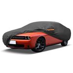 MORNYRAY Compatible with Dodge Challenger,Car Cover Outdoor Waterproof Sun Rain Snow Hail Protection with Driver Door Zipper (Black, Custom Fit Dodge Challenger)