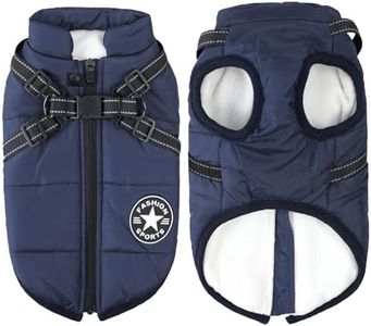 Aiboria Dog Jackets for Winter Windproof Waterproof 2 in 1 Outfit Cold Weather Coat Dog Vest Harness Puppy Winter Warm Jacket Blue XXL