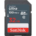 SanDisk Ultra 32GB SDHC Memory Card, up to 100MB/s, Class 10, Black/Grey