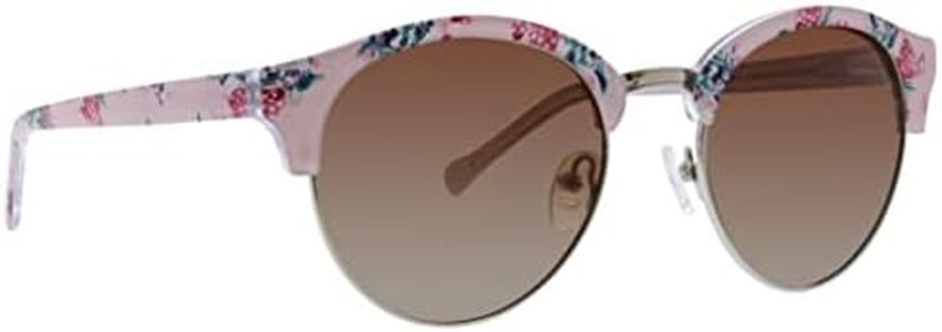 Vera Bradley Women's Jade Polarized Round Sunglasses, Happiness Returns Pink, 53