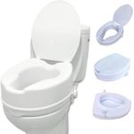 Eazy Raised 4 inch Toilet Seat with Lid - Toilet Seat Riser for Elderly, Disabled Toilet Seat, Elevated Toilet Seat for Adults, Toilet Raiser for Elderly Adults