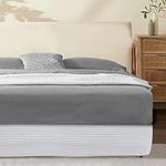 Marquess Quilted Bed Skirt 14 inch Drop Fancy Collection Easy Fit Thick Wrap Around Bed Skirt King Size White Bed Skirt- Ultra Soft, Fade and Wrinkle Resistant Box Spring Cover(White Stripe, King)