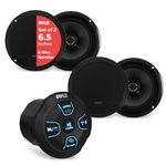 Pyle Bluetooth Marine Grade Flush Mount 2-Way Speaker System Amplified Full Range Stereo Sound Dual Cone Dome Waterproof Universal Use Vehicle Home with Aux 3.5mm Input Pair 6.5” 240 Watts (PLMRKT9)