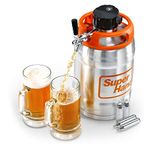 SuperHandy Growler 1 Gallon 128 Ounce Stainless Steel Double Wall Insulated Tap Dispenser for Craft/Draft/Homebrew Beer 30PSI Regulator Relief Ring Food Grade use 12/16 Gram 3/8"-24UNF Thread Cylinder