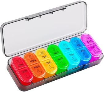 Betife AM PM Pill Organizer 7 Day, Weekly Pill Organizer 2 Times a Day, Daily Pill Box AM PM, Portable Travel Medicine Case, Day and Night Pill Container for Medication, Vitamin or Supplement （Black）