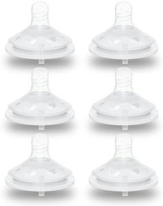 Silicone Nipple for Dr Brown's Bottles, Anti-Colic Baby Bottle Nipples Compatible with Philips Avent Bottles, Slow Flow, 1m+, 6 Count