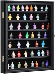 VERANI Minifigure Display Case - Miniature Action Figure Display Box - Wall Mount Figures Memorabilia Display Cabinet for with Uv Protected Anti Fade 92% Clear for Small Objects Lockable Large Black