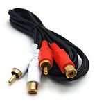 MainCore 2m long 2x RCA Male to 2x RCA Female Sockets EXTENSION Stereo Audio Cable