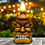 Yiosax Outdoor Solar Tiki Statue Decor-Tiki Bar Decoration-Torch Tiki Head Statues Outdoor Decorations for Garden,Patio,Yard,Backyard,Lawn,Garden Gift,Garden Tiki Figurine 8.74 Inch Tall