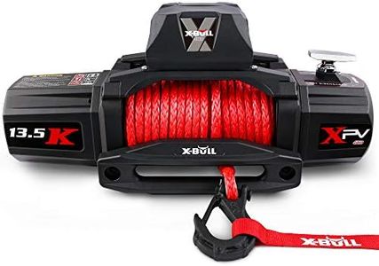 X-BULL New 13500lbs/6123KGS Super High Load Capacity Winch 12V Synthetic Rope Electric Winch with Hawse Fairlead Wireless Handheld Remote and Corded Control Recovery Towing Casr SUVs Trucks