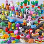 100 Pack Animal Erasers for Kids, D