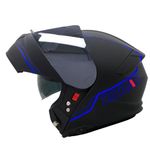 Zorax ZOR-838 Matt Black/Blue M (57-58cm) Motorbike Helmet + Extra Dark Smoke Visor - Modular Flip up Front Motorcycle Helmet