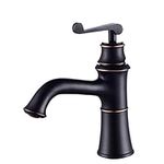 Sink Faucets, Faucets ORB Single Lever Basin Bathroom Faucet, Oil Rubbed Bronze Vessel Sink Tap,Low Style (Size : Low Style)