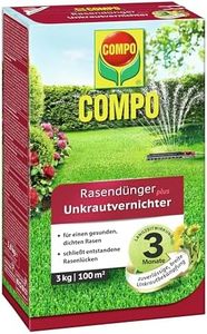 COMPO Rasendünger plus Unkrautvernichter 3 kg für 100 m² 3 Monate Langzeitwirkung, Unkrautvernichtung, Feingranulat, 3 kg, 100 m²