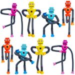 8 PCS Telescopic Suction Cup Robot Toy,Mini Robot Action Figure Bendable Fidget Travel Toy Gifts for Birthday Christmas Party Favors Shape Changing Pop Tubes ADHD Autism Sensory Toy Kids Boys Girls