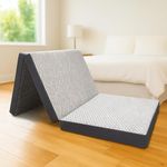 Rhythm Lite Foldable Mattress for Floor Sleeping Tri Fold 4-Inch High Resilience HR Foam Medium Firm Back Pain Support King Foldable Bed Mattress Guest Travel Bed Lightweight Portable Compact 72X72