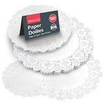 150pk Round Paper Doilies | 8.5 Inches & 6.5 Inches | Doilies Lace Paper | Paper Doilies White | Dollies for Plates | Doyleys Lace Paper | Dollies for Cakes | Doileys Lace Paper | Doilies Paper Round