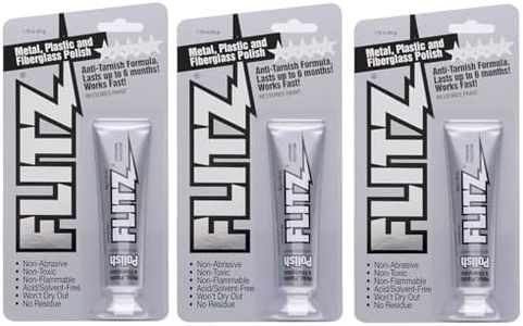 Flitz Multi-Purpose Metal Polish Paste - 1.76oz Tube of USA-Made Metal Scratch Remover - Works on Stainless Steel, Chrome, Aluminum, Plastic, Jewelry - Non-Abrasive Cleaner & Rust Remover (3 Pack)