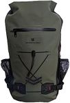 Jackson & Cole Waterproof Backpack - 25L Dry Bag Backpack - Rolltop, Welded Seams, Reflective, Elastic Webbing for Watersports, Motorcycling, Kayaking, Hiking, Fishing (Green)