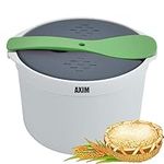 AXIM Rice Cooker for Microwave,2 L Rice Maker Microwave Pasta Cooker,Microwave Cooker Steamer with Strainer,Dishwasher Safe (Green)