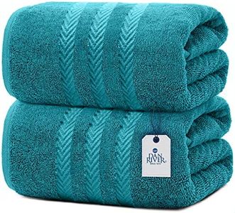 DAN RIVER Luxury Jumbo Bath Sheets 2 Piece – 550 GSM (35x70 Inches) 100% Cotton Highly Absorbent and Quick Dry Bath Towel Set – Super Soft Towels for Bathroom, Hotel, Spa, Teal