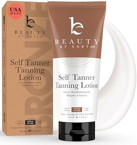 Beauty by Earth Self Tanner - USA Made with Natural & Organic Ingredients, Moisturizing Self Tanning Lotion with Aloe Vera & Coconut for a Natural Glow, Streak-Free Fake Tan, Medium to Dark