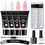 THR3E STROKES Poly Gel Kit PolyGel Nail Enhancement Professional Nail Technician All-in-One French Kit (TF20)