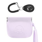 WALLFID Silicone Dog Treat Pouch, Auto Closure, with Pet Training Clicker, Walking Bag for Dog and Cat, Pocket Size, Easy to Clean, Odorless, Travel Walking Bag (Light Purple)