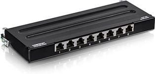 TRENDnet 8-Port Cat6A Shielded Patch Panel, Wall Mount Ready, 10G Ready, Cat5e,Cat6,Cat6A Compatible, Metal Housing, Color-Coded Labeling for T568A & T568B Wiring, Cable Management, Black, TC-P08C6AS