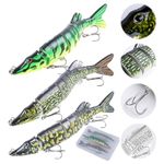 Goture 3 Pcs Slow Sinking Bass Fishing Lure, Fishing Lures for Freshwater and Saltwater, Lifelike Swimbait for Bass Trout Crappie, Slow Sinking Bass Fishing Lure, 8 Inches