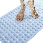 WHOLE MART® Rubber Bath Mat for Bathtub and Shower, Anti Slip, Anti Bacterial, Mold Resistant (70 x 37 Light Blue)