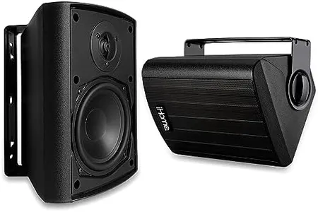 iHome IHSI-W400BT-PR-BLK Bluetooth 4-Inch 100W Weatherproof Speakers, Indoor/Outdoor, Wall/Ceiling Mount, Surround Sound, Pair - Ideal for Home Parties