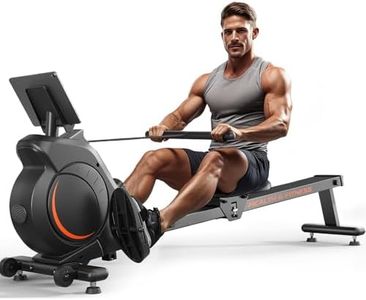 Magnetic/Water Rowing Machine 350 LB Weight Capacity - Foldable Rower for Home Use Tablet Holder and Comfortable Seat Cushion (Rowing Machine-001-Magnetic Rower)