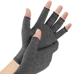 BracEasy Compression Gloves: Open-Fingertip Arthritis Gloves; Fingerless Gloves Men & Women; Open Finger Gloves, Ideal as Carpal Tunnel Gloves, Raynauds Gloves, Hand Brace for Arthritis [Grey, Small]