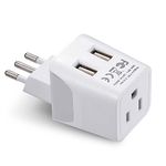 Ceptics Canada to Italy, Chile, Libya Travel Adapter (Type L) - Dual USB - Charge your Cell Phone, Laptops, Tablets - Grounded (CTU-12A)