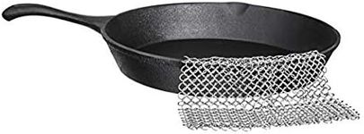 Bruntmor 304 Stainless Steel Chainmail Scrubber 18/10, 8" x 8", for Cast Iron Pans and Pots and More Cookware