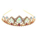 FUNLMO Pretty Rapunzel Tiara Aurora Borealis Stone Sparkly Gold Tiara Princess Crown Tangled Costume Sweet Gift for Women