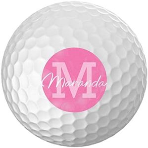 Personalized Golf Balls - Logo Golf Balls - Custom Golf Balls - Monogrammed Golf Balls (12 Balls, Pink Circle)