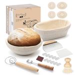 Saint Germain Bakery Premium Round Bread Banneton Basket with 4 Liners - Perfect Brotform Proofing Basket for Making Beautiful Bread (Bread Bundle (9 in. Round / 10 in. Oval))