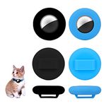 TOYMIS 2 Pcs Pet Collar Holder Compatible with AirTag, 9.5 mm Silicone Protective Case for Airtags for Pets Bags Elderly Children (Black, Blue)