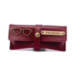 AICA Personalised Name & Charm Leather Sunglass Case Cover for Men & Women | Hard Case Eyewear Cover (Wine)