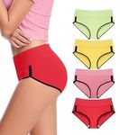 DIVING DEEP Cotton Underwear for Women, High Waist Panties for Women, Womens Brief Stretchy Underwear, Women's Panties - (Pack of 4) (P, Y, B P, R) (S)