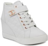 Juicy Couture Women's Platform Wedge Sneakers High-Top Shoes-Journey, White, 6