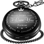 LYMFHCH Personalized Pocket Watch with Chain, Engraved “to My Son” “I Love You” Used for Birthday Christmas Graduation Gift Pocket Watches