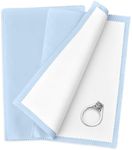 SEVENWELL 2pcs Jewelry Polishing Cleaning Cloth Large 10'' x 12'' for Sterling Silver Jewelry Gold, Diamond, Platinum, Precious Stones, Coins (Blue)
