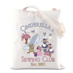 Princess Movie Merchandise Tote Bag Jaq and Gus Lovers Gift WDW Character Gift Cinderella's Sewing Club Est 1950 Shoulder Bag (CA-CinderellaToteS)