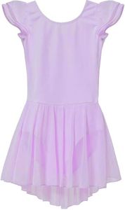 MdnMd Girls Ballet Dance Leotards Dress Clothes for Ballerina Outfits (Age 6-8,Lavender Purple)