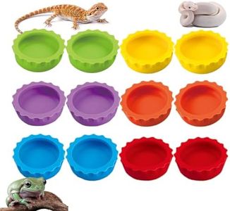 Meow&Woof Crested Gecko Food and Water Feeding Cups, Reptile Food Dish, Colorful Water Bowl for Bearded Dragon Tank Terrarium Accessories Supplies for Tortoise, Crab and Small Pet (12 Pcs)