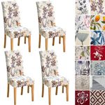 JMYDecor 4 Pack Chair Covers,Soft Spandex Fit Stretch Dining Room Chair Covers with Printed Pattern, Chair Seat Protector Slipcover for Home Party Hotel Wedding Kitchen…